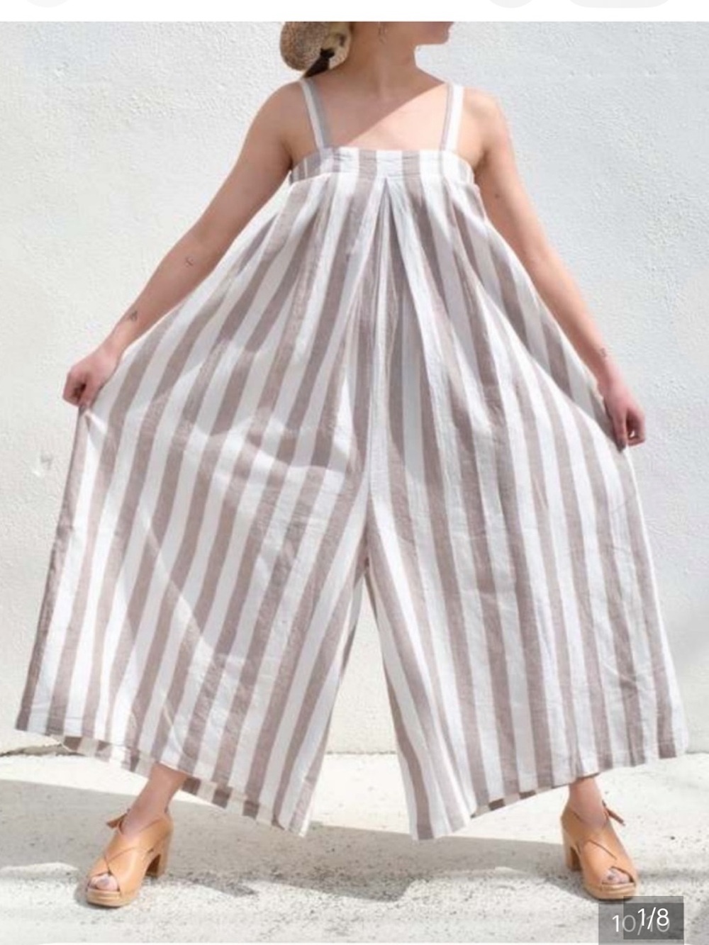 Black Crane Linen Jumpsuit in Pale Yellow - Picture 5 of 6